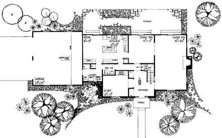 Ranch House Plan 95123 with 3 Beds, 3 Baths, 2 Car Garage First Level Plan