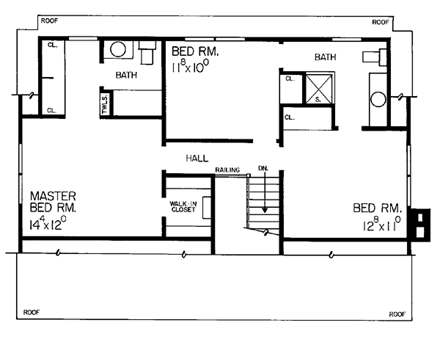 Ranch House Plan 95124 with 4 Beds, 3 Baths Second Level Plan