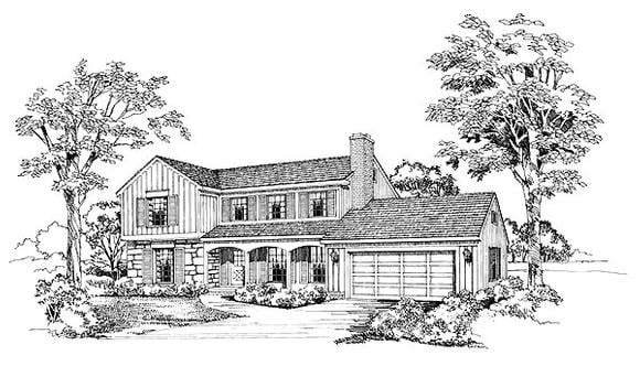 Ranch House Plan 95125 with 4 Beds, 3 Baths, 2 Car Garage Elevation
