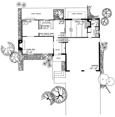 Ranch House Plan 95128 with 4 Beds, 3 Baths, 2 Car Garage First Level Plan