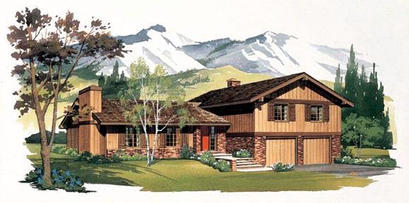 Ranch House Plan 95128 with 4 Beds, 3 Baths, 2 Car Garage Elevation