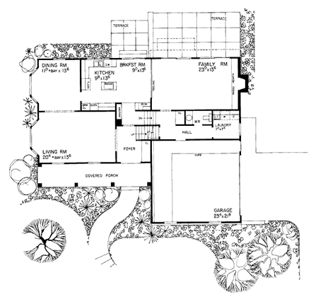 Country House Plan 95148 with 4 Beds, 3 Baths, 2 Car Garage First Level Plan