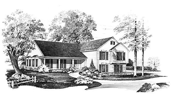 Country House Plan 95148 with 4 Beds, 3 Baths, 2 Car Garage Elevation