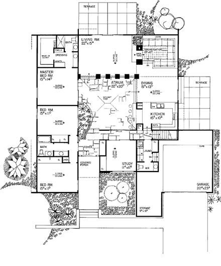 Contemporary House Plan 95150 with 3 Beds, 3 Baths, 2 Car Garage First Level Plan