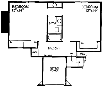 Ranch House Plan 95159 with 3 Beds, 3 Baths, 3 Car Garage Second Level Plan