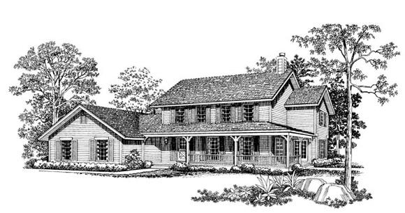 Country, Farmhouse House Plan 95164 with 4 Beds, 3 Baths, 2 Car Garage Elevation