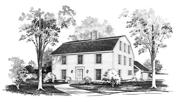 Colonial House Plan 95170 with 4 Beds, 4 Baths, 2 Car Garage Elevation