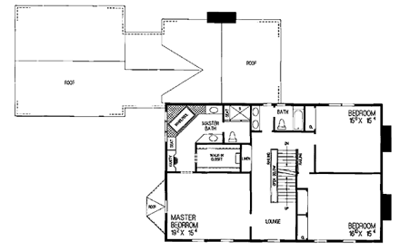 Colonial House Plan 95174 with 3 Beds, 3 Baths, 2 Car Garage Second Level Plan