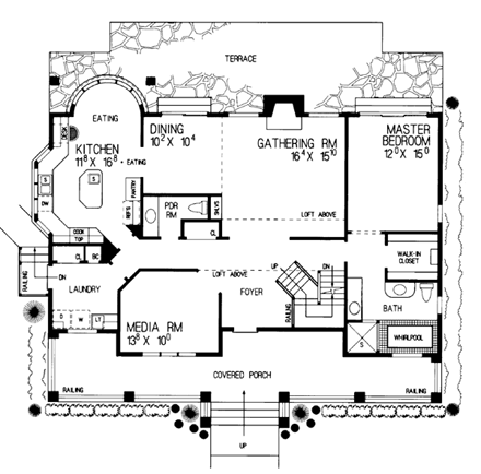 Colonial, Traditional House Plan 95179 with 3 Beds, 3 Baths First Level Plan