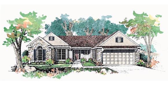 Ranch House Plan 95189 with 3 Beds, 3 Baths, 2 Car Garage Elevation
