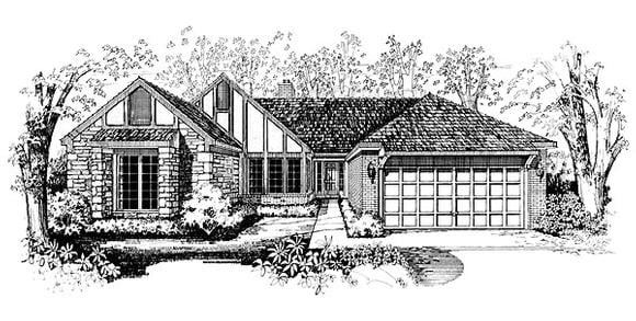 Ranch House Plan 95190 with 4 Beds, 3 Baths, 2 Car Garage Elevation