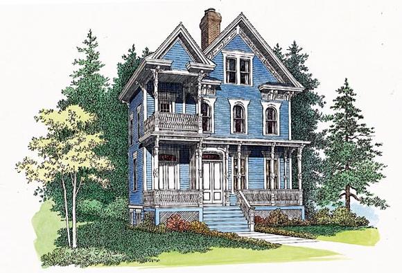 Country, Southern House Plan 95191 with 3 Beds, 4 Baths Elevation