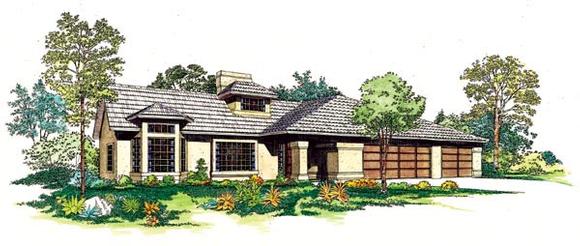 Contemporary, Southwest House Plan 95199 with 3 Beds, 3 Baths, 3 Car Garage Elevation