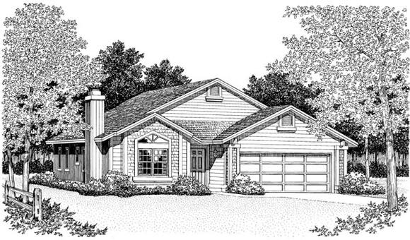 Ranch House Plan 95211 with 3 Beds, 2 Baths, 2 Car Garage Elevation