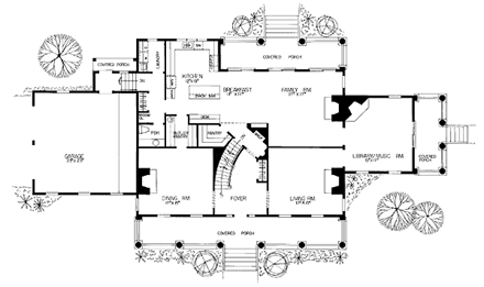 Colonial, Southern House Plan 95218 with 3 Beds, 4 Baths, 2 Car Garage First Level Plan