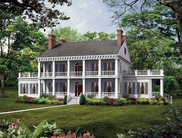 Colonial, Southern House Plan 95218 with 3 Beds, 4 Baths, 2 Car Garage Elevation