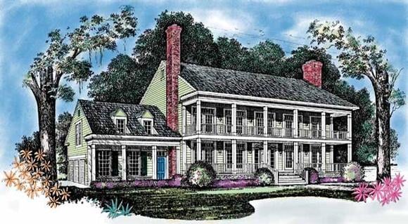 Colonial, Southern House Plan 95232 with 4 Beds, 4 Baths, 3 Car Garage Elevation