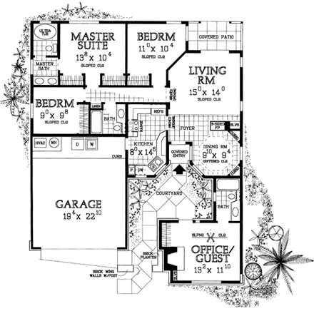 Traditional House Plan 95245 with 4 Beds, 3 Baths, 2 Car Garage First Level Plan