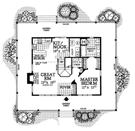 Country House Plan 95250 with 3 Beds, 3 Baths First Level Plan