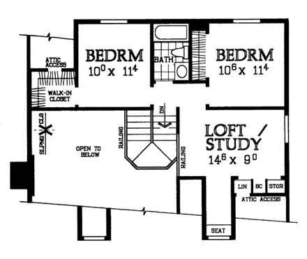 Country House Plan 95250 with 3 Beds, 3 Baths Second Level Plan