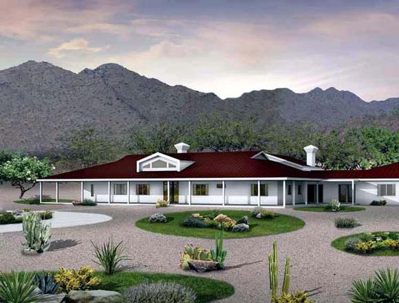Ranch House Plan 95254 with 5 Beds, 4 Baths, 3 Car Garage Elevation