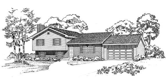 Ranch House Plan 95260 with 4 Beds, 3 Baths, 2 Car Garage Elevation