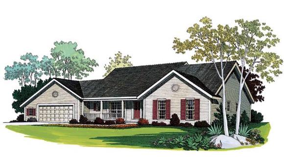 Ranch House Plan 95267 with 3 Beds, 2 Baths, 2 Car Garage Elevation