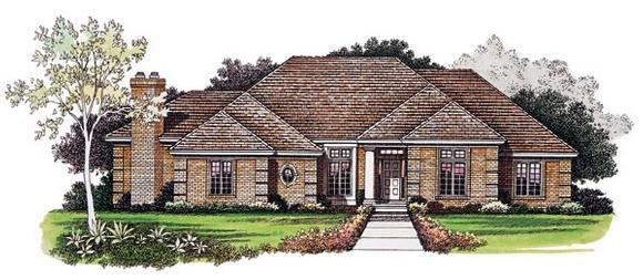 Traditional House Plan 95268 with 3 Beds, 6 Baths, 2 Car Garage Elevation