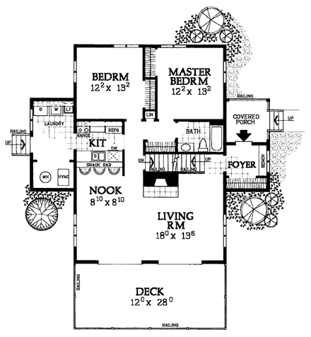 Contemporary House Plan 95269 with 4 Beds, 2 Baths First Level Plan
