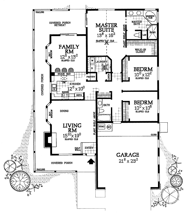 Ranch House Plan 95273 with 4 Beds, 4 Baths Level One