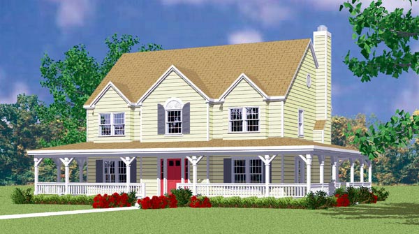 Country, Farmhouse House Plan 95274 with 4 Beds, 3 Baths, 2 Car Garage Elevation