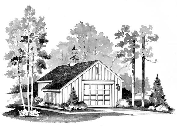 Country, Farmhouse 1 Car Garage Plan 95284 Elevation