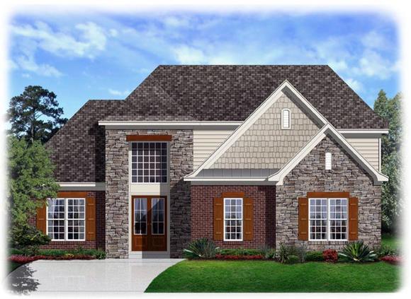 Traditional House Plan 95314 with 4 Beds, 3 Baths, 2 Car Garage Elevation