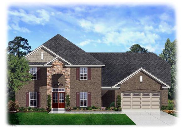 Traditional House Plan 95343 with 4 Beds, 3 Baths, 2 Car Garage Elevation