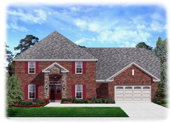Traditional House Plan 95344 with 4 Beds, 3 Baths, 2 Car Garage Elevation
