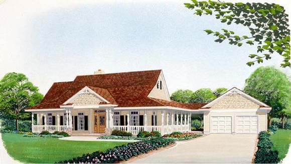 Country, Farmhouse House Plan 95514 with 3 Beds, 2 Baths, 2 Car Garage Elevation