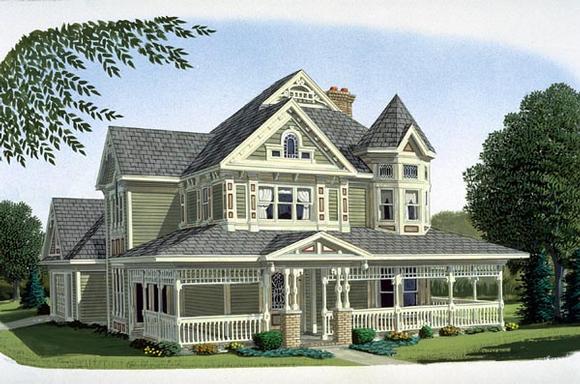 Country, Farmhouse, Victorian House Plan 95540 with 3 Beds, 3 Baths, 2 Car Garage Elevation