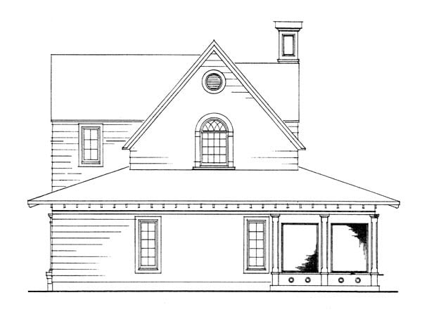 Cottage, Country, Craftsman, Farmhouse Plan with 1442 Sq. Ft., 3 Bedrooms, 2 Bathrooms, 2 Car Garage Rear Elevation