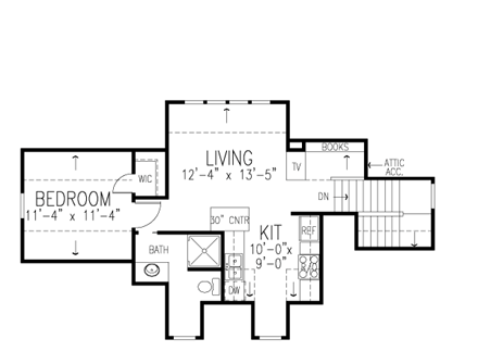 Country 3 Car Garage Apartment Plan 95553 with 1 Beds, 1 Baths Second Level Plan