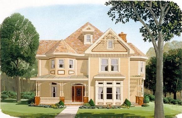 Country, Farmhouse, Victorian House Plan 95560 with 4 Beds, 4 Baths, 2 Car Garage Elevation