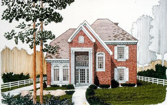 European House Plan 95565 with 3 Beds, 4 Baths Elevation