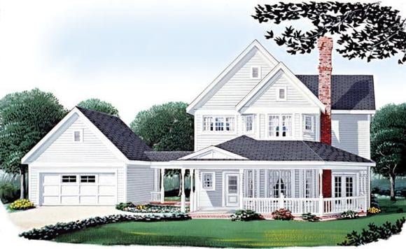 Country, Farmhouse, Victorian House Plan 95569 with 3 Beds, 3 Baths, 2 Car Garage Elevation