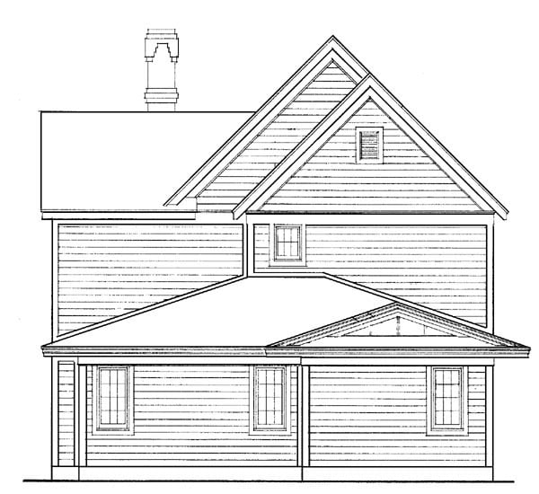 Country, Farmhouse, Victorian House Plan 95569 with 3 Beds, 3 Baths, 2 Car Garage Rear Elevation