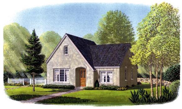 Cottage, European, Narrow Lot House Plan 95584 with 2 Beds, 1 Baths, 2 Car Garage Elevation