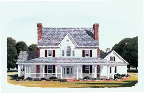 Country, Farmhouse House Plan 95588 with 4 Beds, 4 Baths, 2 Car Garage Elevation