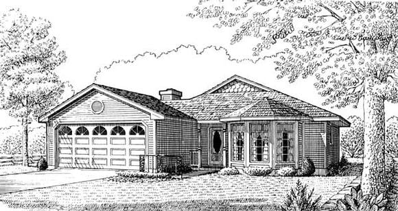 Country, One-Story, Victorian House Plan 95597 with 3 Beds, 2 Baths, 2 Car Garage Elevation