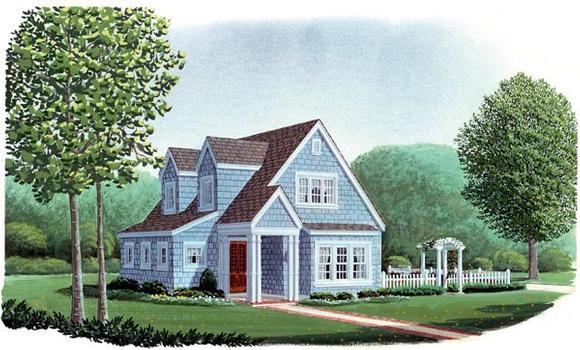 Country, Craftsman, Narrow Lot House Plan 95600 with 3 Beds, 3 Baths, 2 Car Garage Elevation