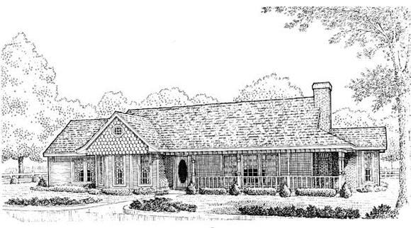 Country, Farmhouse, Victorian House Plan 95616 with 3 Beds, 2 Baths Elevation