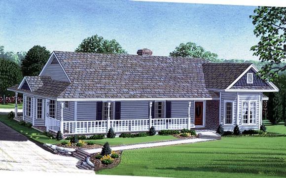 Country, Farmhouse, One-Story, Victorian House Plan 95623 with 3 Beds, 2 Baths, 2 Car Garage Elevation
