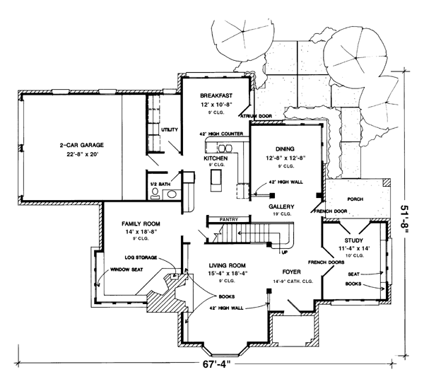 House Plan 95641 - Tudor Style with 2982 Sq Ft, 3 Bed, 2 Bath, 1